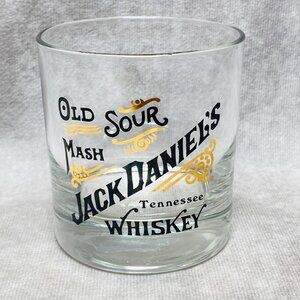 Jack Daniels Old Sour Mash Tennessee Whiskey Glass With Gold & Black Print
